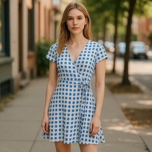 Mi Ami Embroidered Bohemian Coastalgirl Cottagecore Floral Mini Dress Sz Small